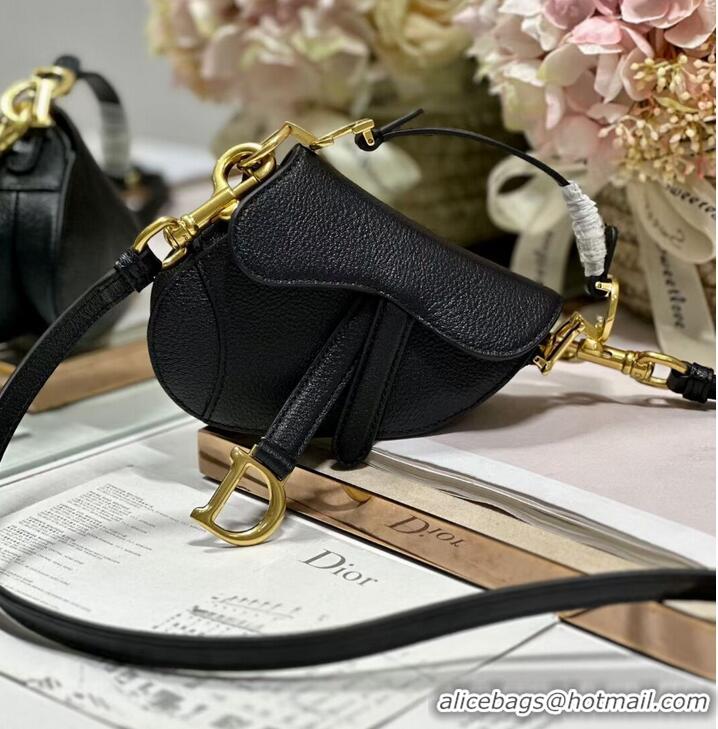 Super Quality DIOR MICRO SADDLE BAG Antique Goatskin S5685CC black