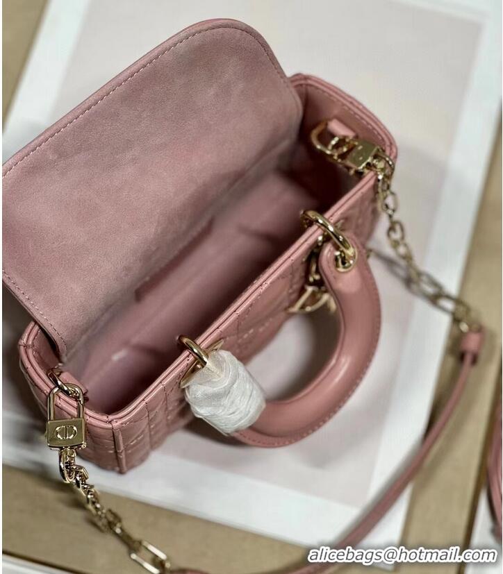 New Design MINI DIOR LADY D-JOY BAG Cannage Lambskin M0540ONG pink