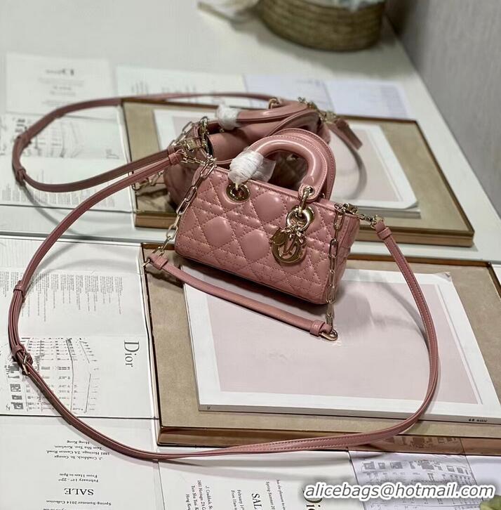 New Design MINI DIOR LADY D-JOY BAG Cannage Lambskin M0540ONG pink