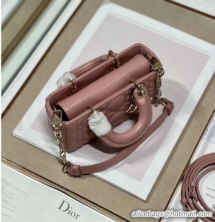 New Design MINI DIOR LADY D-JOY BAG Cannage Lambskin M0540ONG pink