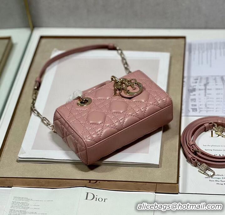 New Design MINI DIOR LADY D-JOY BAG Cannage Lambskin M0540ONG pink