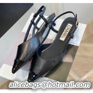 Good Looking Chanel Lambskin Slingbacks 2.5cm with Thin Heel G39537 Black