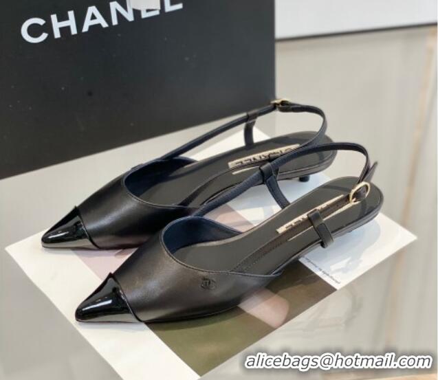 Good Looking Chanel Lambskin Slingbacks 2.5cm with Thin Heel G39537 Black