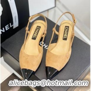 Discount Chanel Suede Slingbacks 2.5cm with Thin Heel G39537 Brown