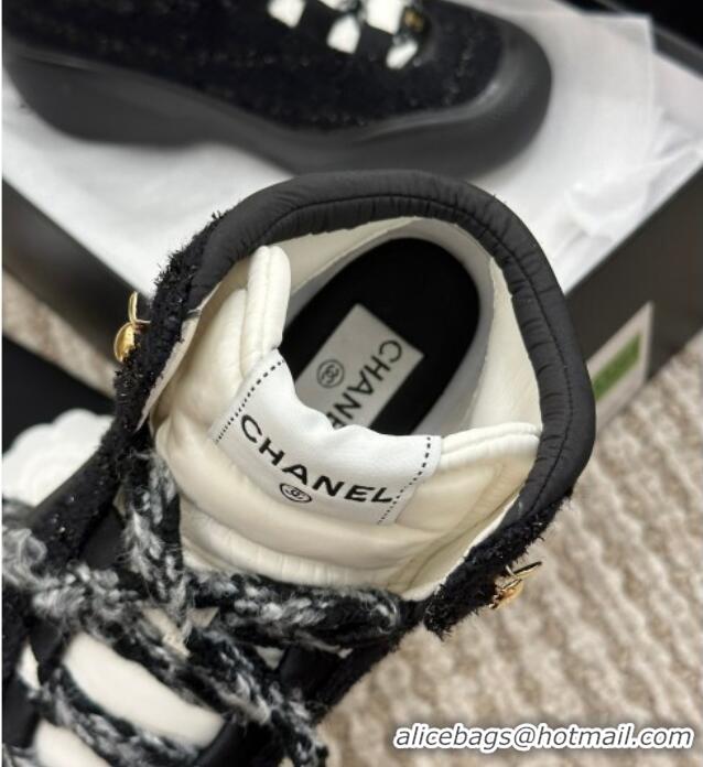 Best Product Chanel Coco Neige Tweed Snow Sneakers 5cm Black 220176