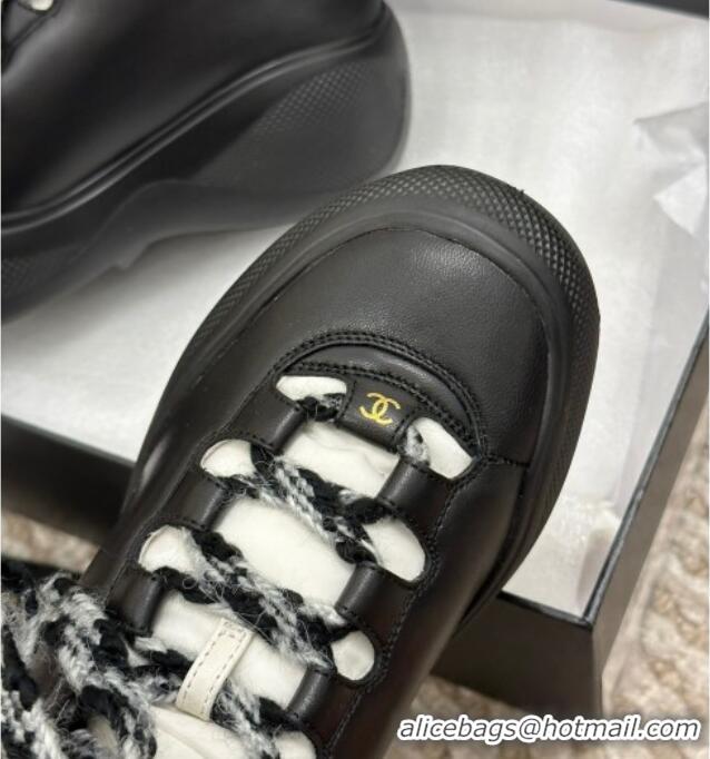 New Style Chanel Coco Neige Leather Snow Sneakers 5cm Black 220178