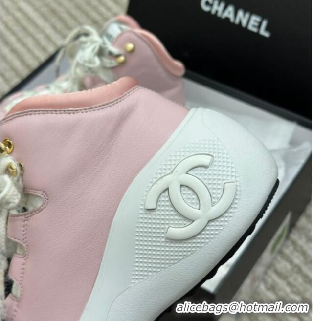 Top Quality Chanel Coco Neige Leather Snow Sneakers 5cm Pink 220179