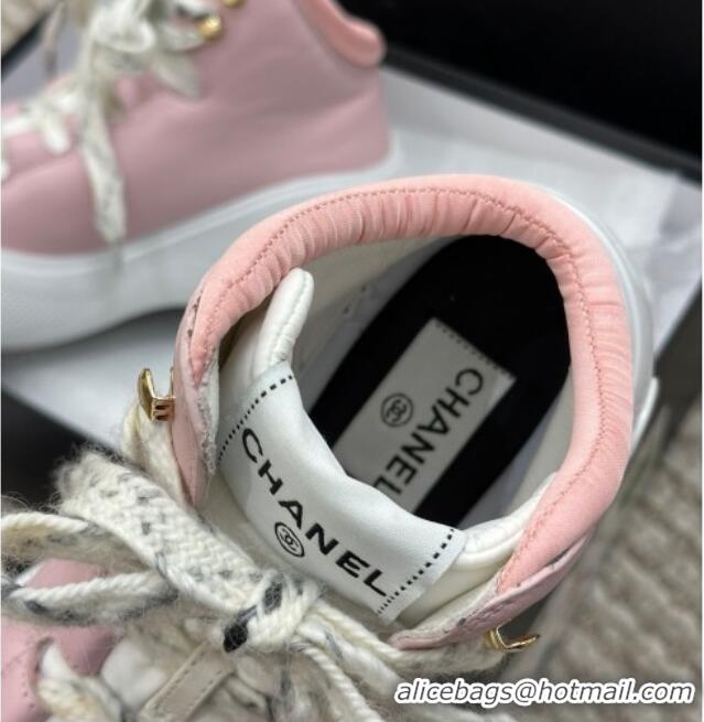 Top Quality Chanel Coco Neige Leather Snow Sneakers 5cm Pink 220179