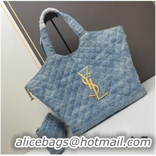 Top Quality SAINT LAURENT SHOPPING Denim bag Y205320 light blue