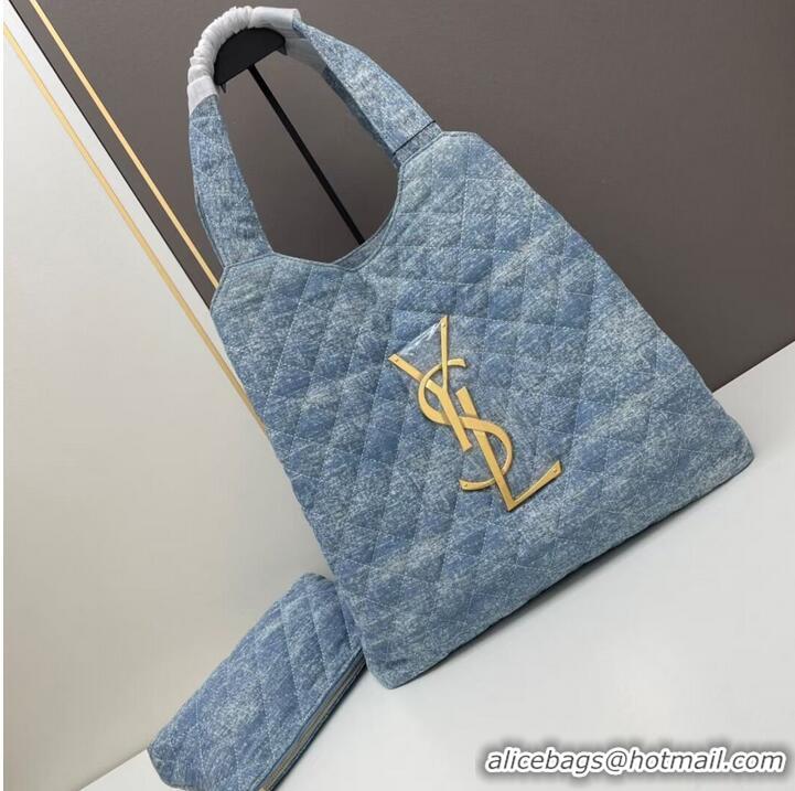 Top Quality SAINT LAURENT SHOPPING Denim bag Y205320 light blue