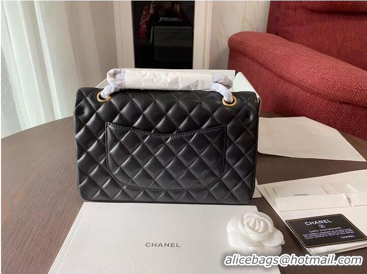 Top Grade CHANEL Classic Handbag Lambskin Black 01112 & gold-Tone Metal