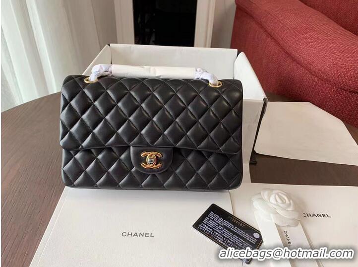 Top Grade CHANEL Classic Handbag Lambskin Black 01112 & gold-Tone Metal