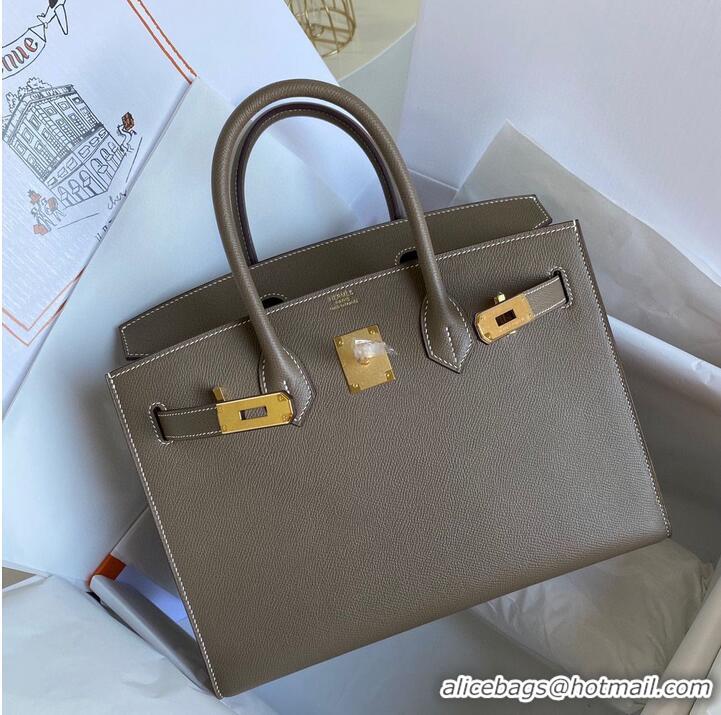 Top Quality Hermes Birkin Bag Original Epsom Leather 30CM 17825 Elephant Grey