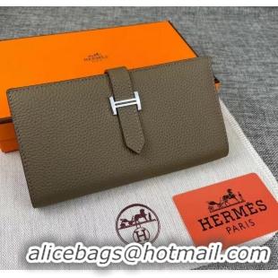 Best Price Hermes Constance Long Wallets Calfskin Leather H6023 Grey Silver