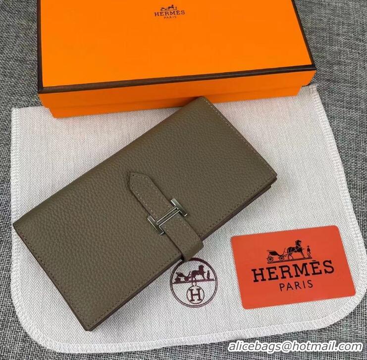 Best Price Hermes Constance Long Wallets Calfskin Leather H6023 Grey Silver