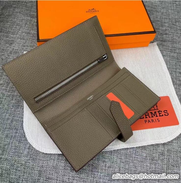 Best Price Hermes Constance Long Wallets Calfskin Leather H6023 Grey Silver