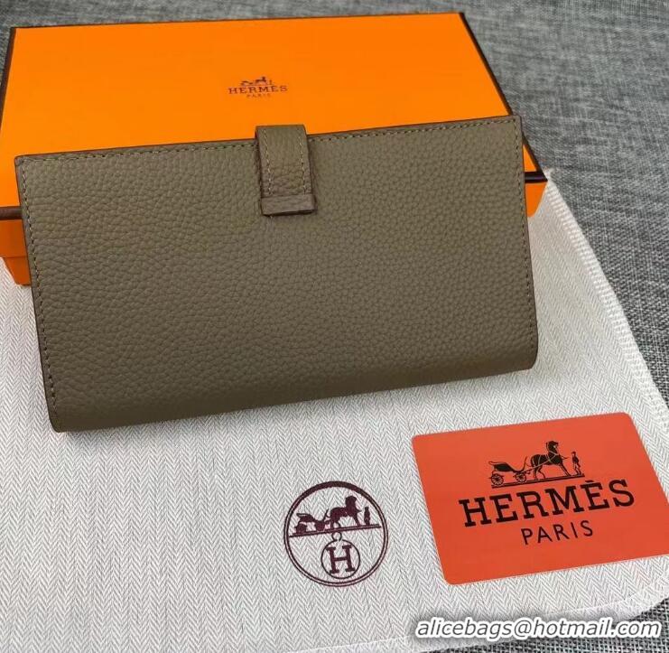 Best Price Hermes Constance Long Wallets Calfskin Leather H6023 Grey Silver