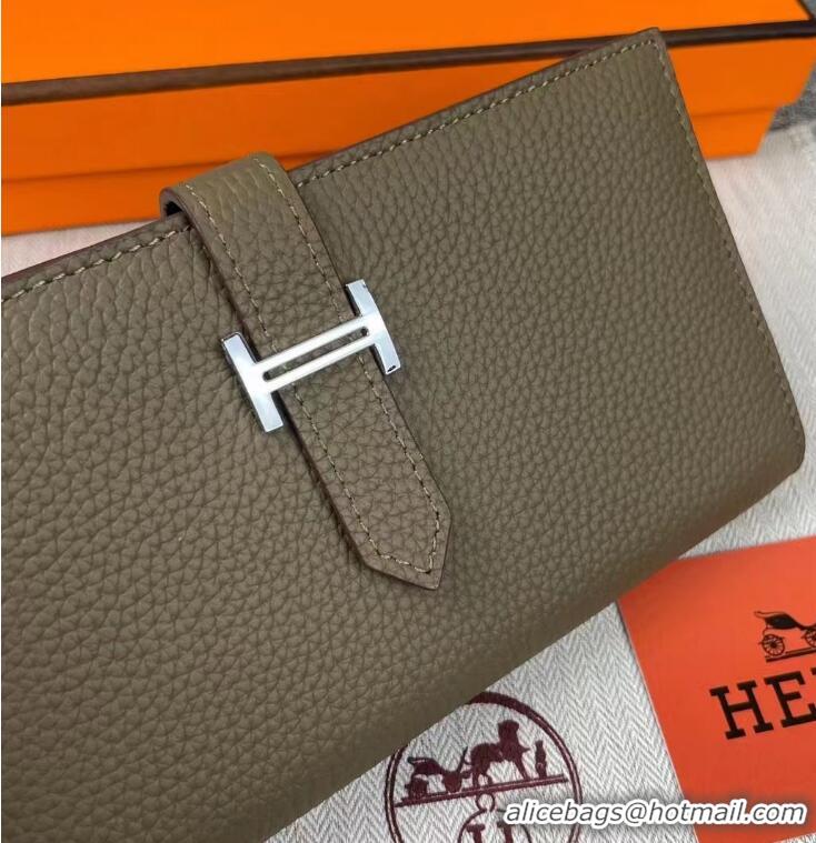 Best Price Hermes Constance Long Wallets Calfskin Leather H6023 Grey Silver