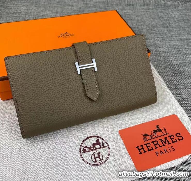 Best Price Hermes Constance Long Wallets Calfskin Leather H6023 Grey Silver