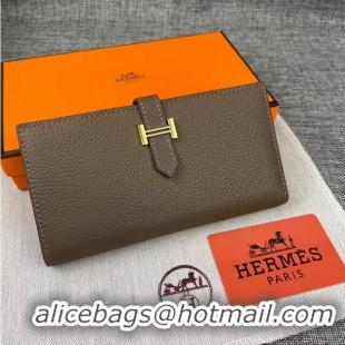 ​New Fashion Hermes Constance Long Wallets Calfskin Leather H6023 Grey Gold