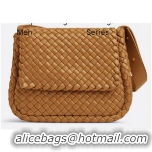 Top Quality Bottega Veneta Small padded intreccio leather shoulder bag 709418 Caramel