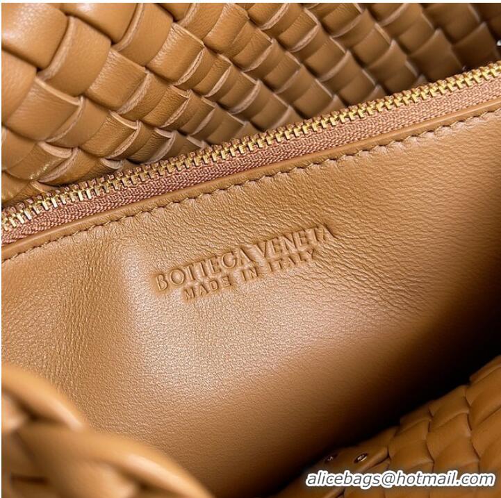 Top Quality Bottega Veneta Small padded intreccio leather shoulder bag 709418 Caramel