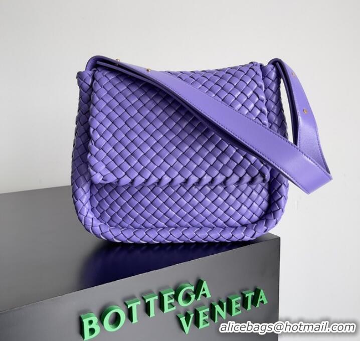 Shop Discount Bottega Veneta Small padded intreccio leather shoulder bag 709418 Purple