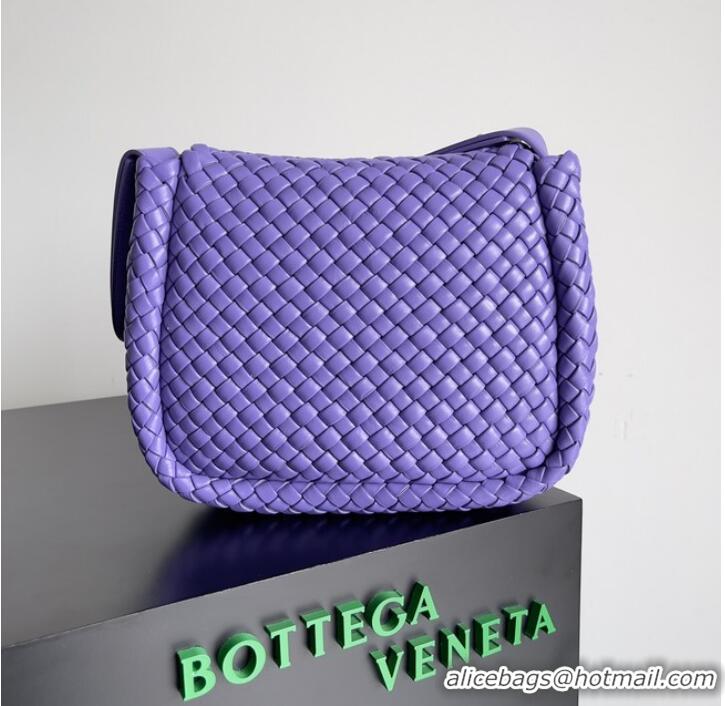 Shop Discount Bottega Veneta Small padded intreccio leather shoulder bag 709418 Purple