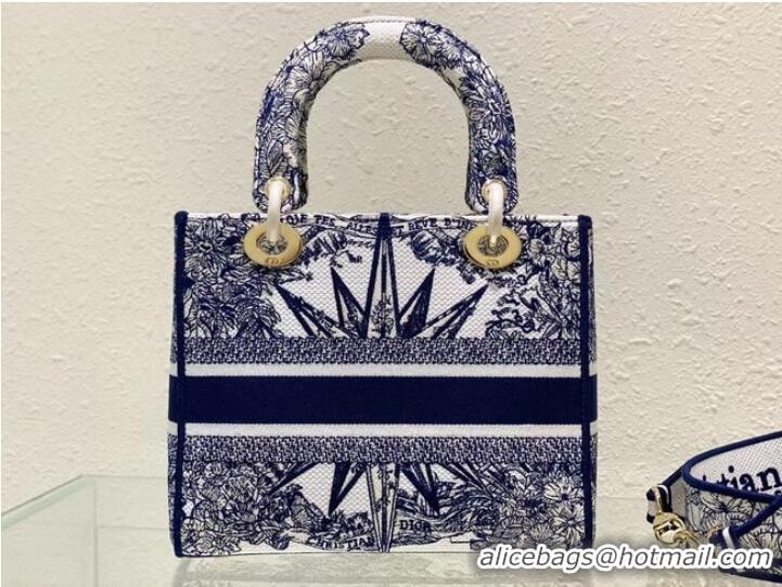 Buy Discount DIOR MEDIUM LADY D-LITE BAG Blue Multicolor Re ve dInfini Embroidery M0565O