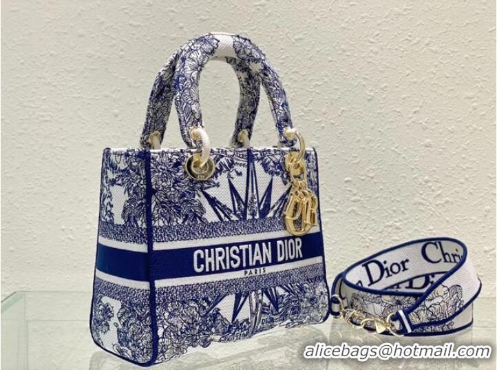 Buy Discount DIOR MEDIUM LADY D-LITE BAG Blue Multicolor Re ve dInfini Embroidery M0565O