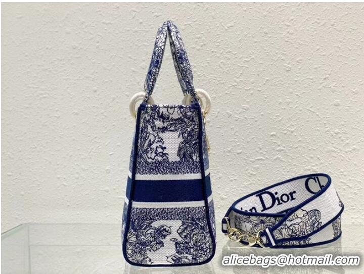 Buy Discount DIOR MEDIUM LADY D-LITE BAG Blue Multicolor Re ve dInfini Embroidery M0565O