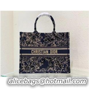 Promotional LARGE DIOR BOOK TOTE Black Dior Jardin dHiver Embroidered Cotton with Velvet and Gold-Tone Metallic Thread M