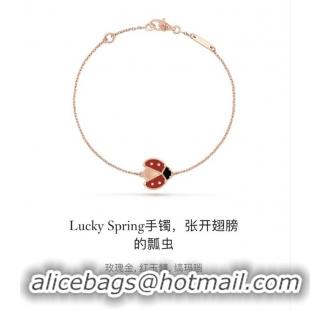 Cheap Design Van Cleef & Arpels Lucky Spring Bracelet closed wings ladybug VCA23019 Rose Gold