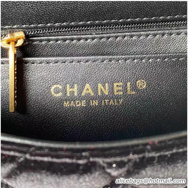 Promotional Chanel MINI FLAP BAG Velvet & Gold-Tone Metal AS3442 Black