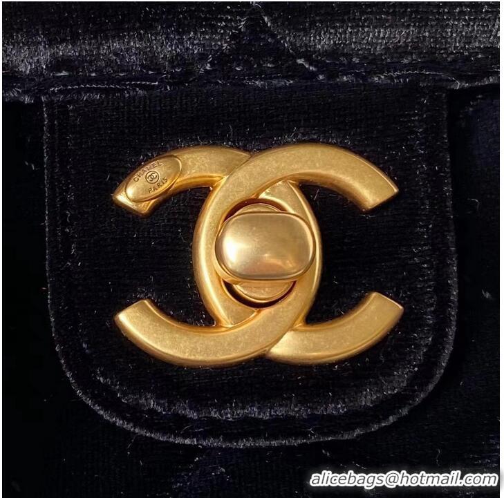 Promotional Chanel MINI FLAP BAG Velvet & Gold-Tone Metal AS3442 Black