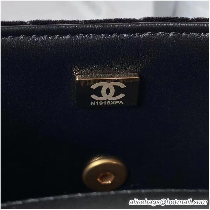 Promotional Chanel MINI FLAP BAG Velvet & Gold-Tone Metal AS3442 Black