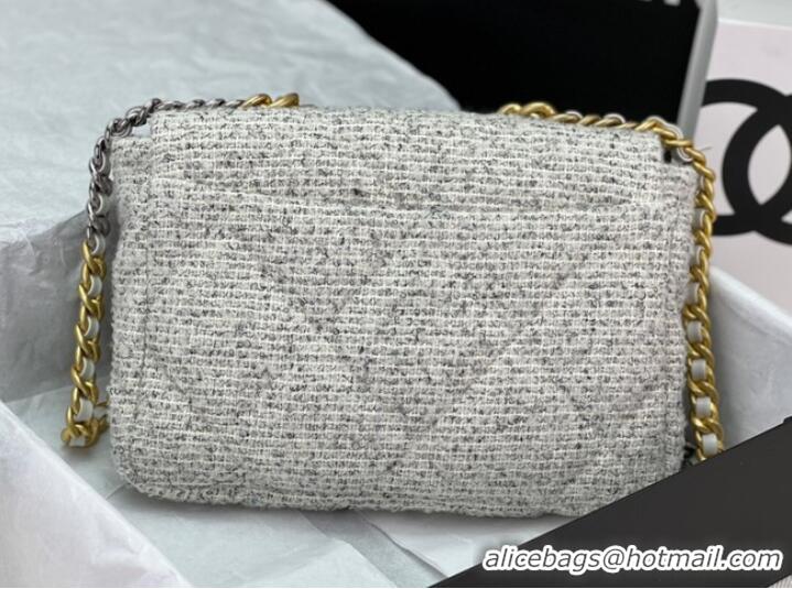 Reasonable Price CHANEL 19 HANDBAG Cotton Tweed AS1161 white