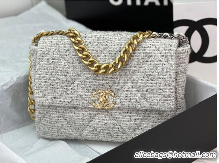 Reasonable Price CHANEL 19 HANDBAG Cotton Tweed AS1161 white