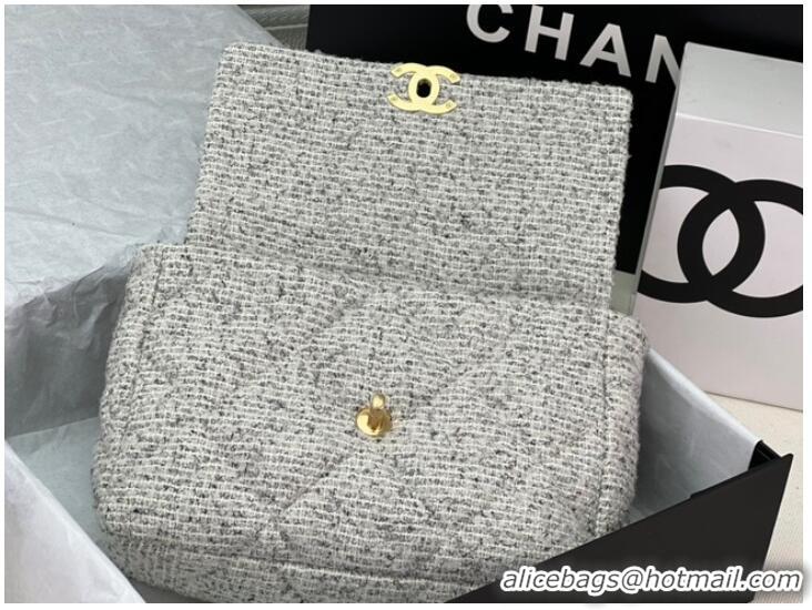 Reasonable Price CHANEL 19 HANDBAG Cotton Tweed AS1161 white