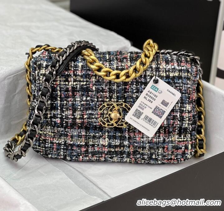 Famous Brand CHANEL 19 HANDBAG Cotton Tweed AS1160 multicolour