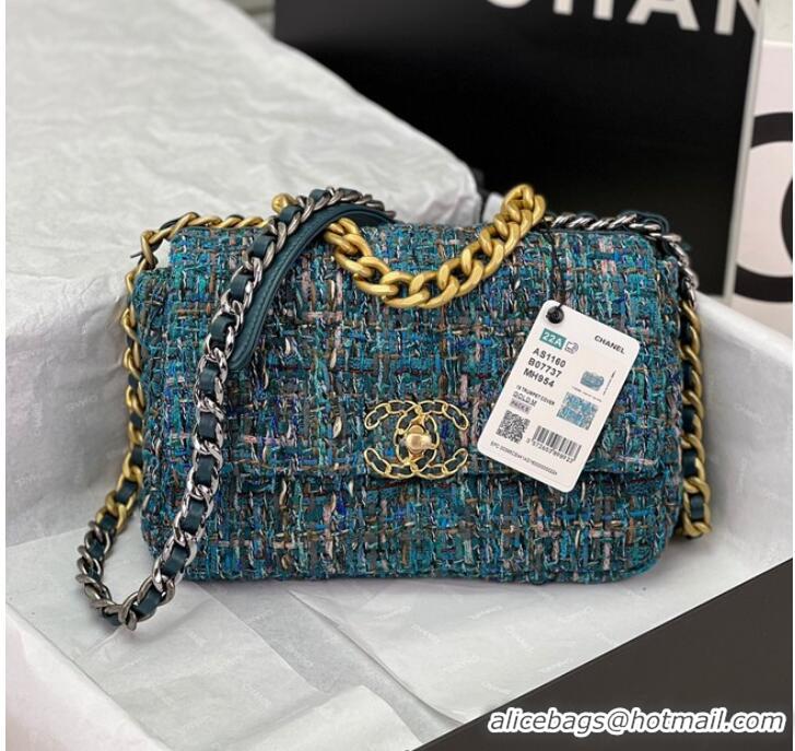 Buy Inexpensive CHANEL 19 HANDBAG Cotton Tweed AS1160 blue