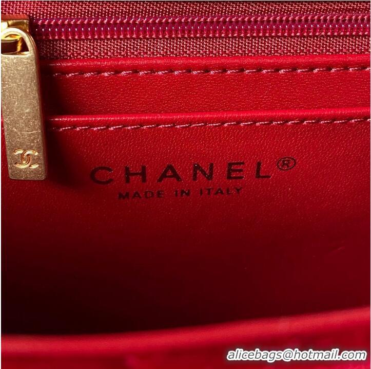 Top Quality Chanel 22 FLAP BAG Velvet & Gold-Tone Metal AS3432 Red