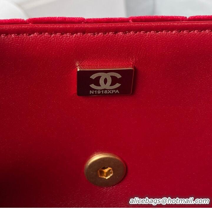 Top Quality Chanel 22 FLAP BAG Velvet & Gold-Tone Metal AS3432 Red