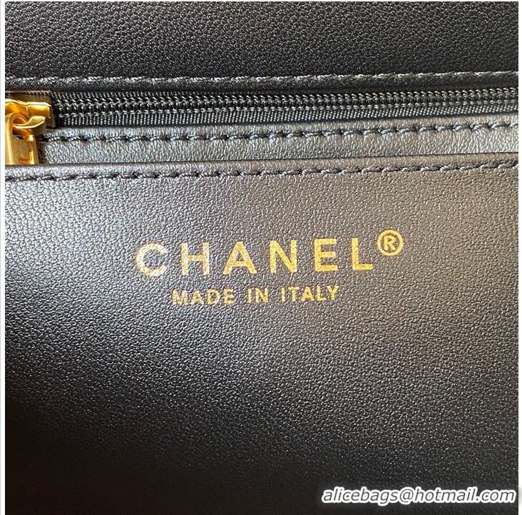 Buy Cheap Chanel 22 FLAP BAG Velvet & Gold-Tone Metal AS3432 Black