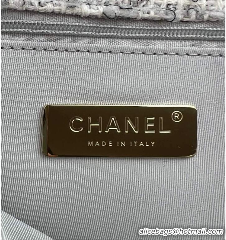 Reasonable Price CHANEL 19 HANDBAG Cotton Tweed AS1160 white