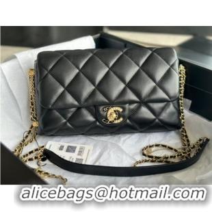 Super Quality CHANEL FLAP BAG Lambskin & Gold-Tone Metal AS2563 black