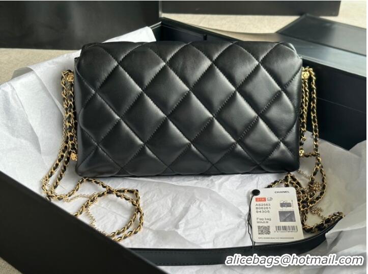 Super Quality CHANEL FLAP BAG Lambskin & Gold-Tone Metal AS2563 black