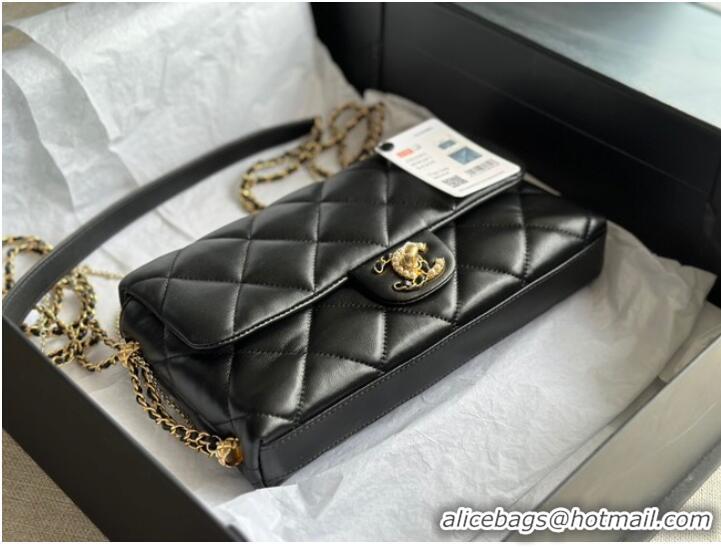 Super Quality CHANEL FLAP BAG Lambskin & Gold-Tone Metal AS2563 black