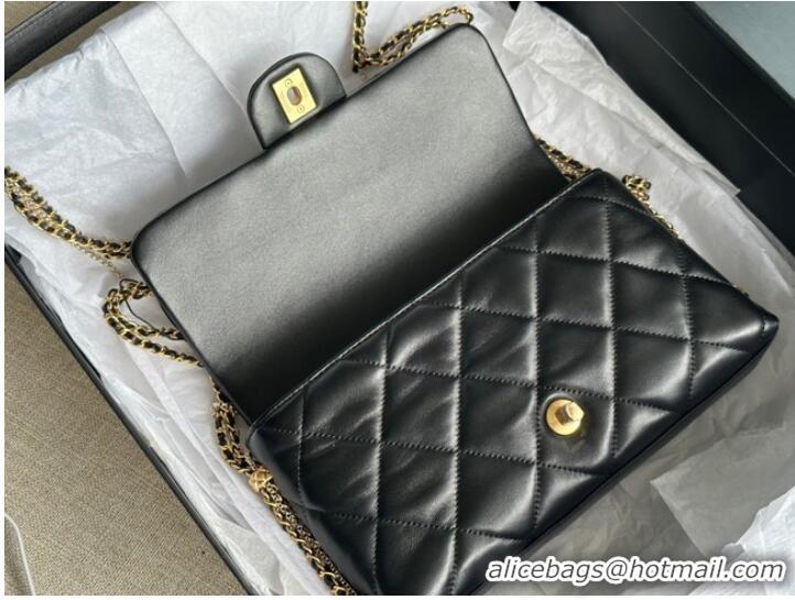 Super Quality CHANEL FLAP BAG Lambskin & Gold-Tone Metal AS2563 black