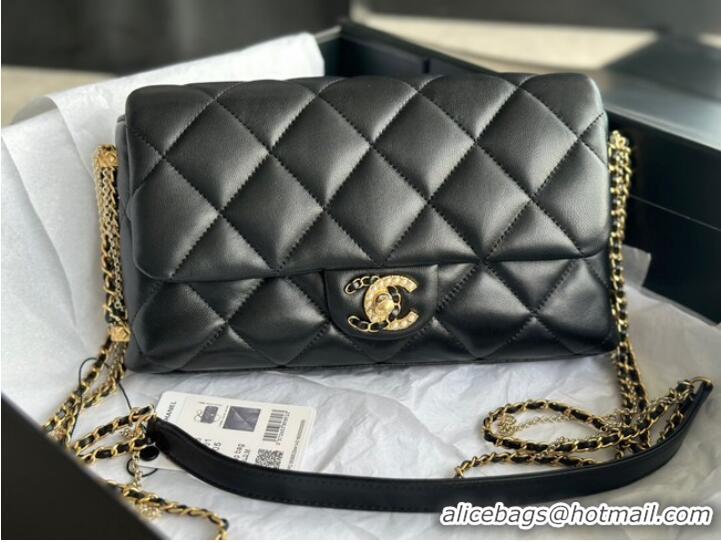 Super Quality CHANEL FLAP BAG Lambskin & Gold-Tone Metal AS2563 black